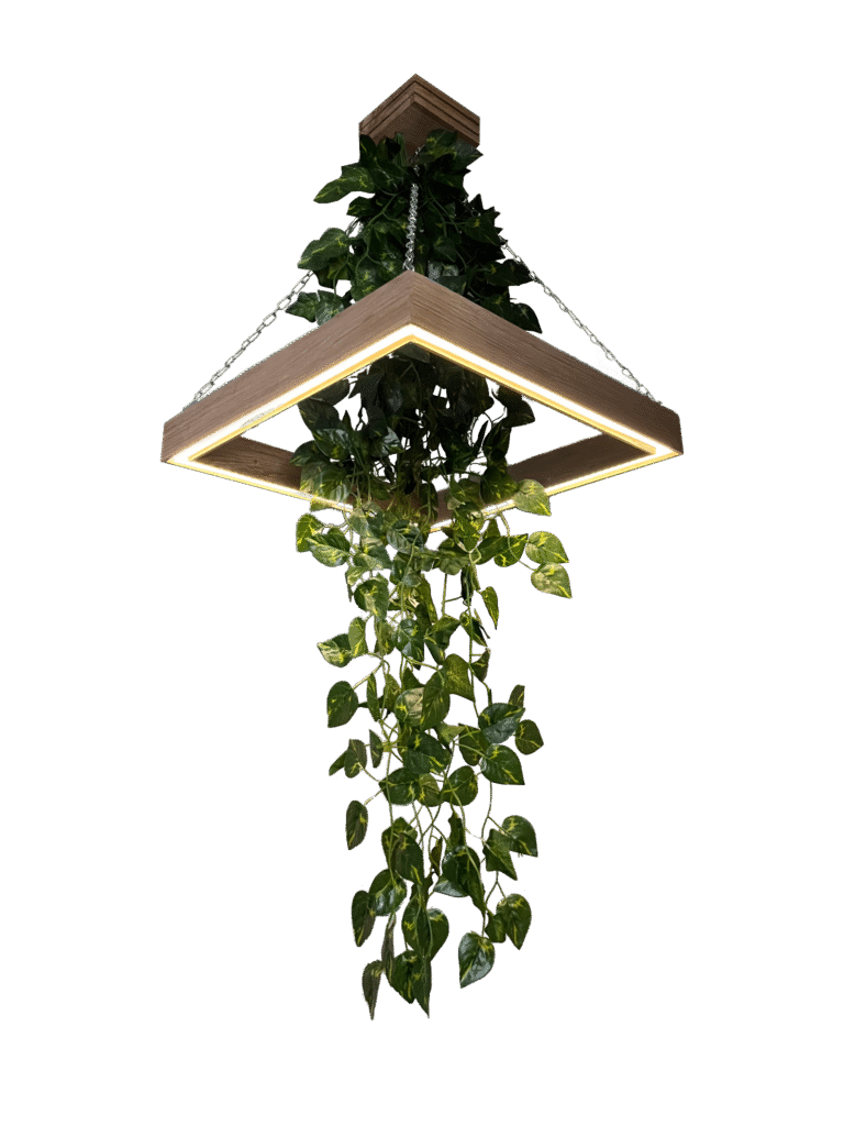 Lampa wisząca dębowa z bluszczem