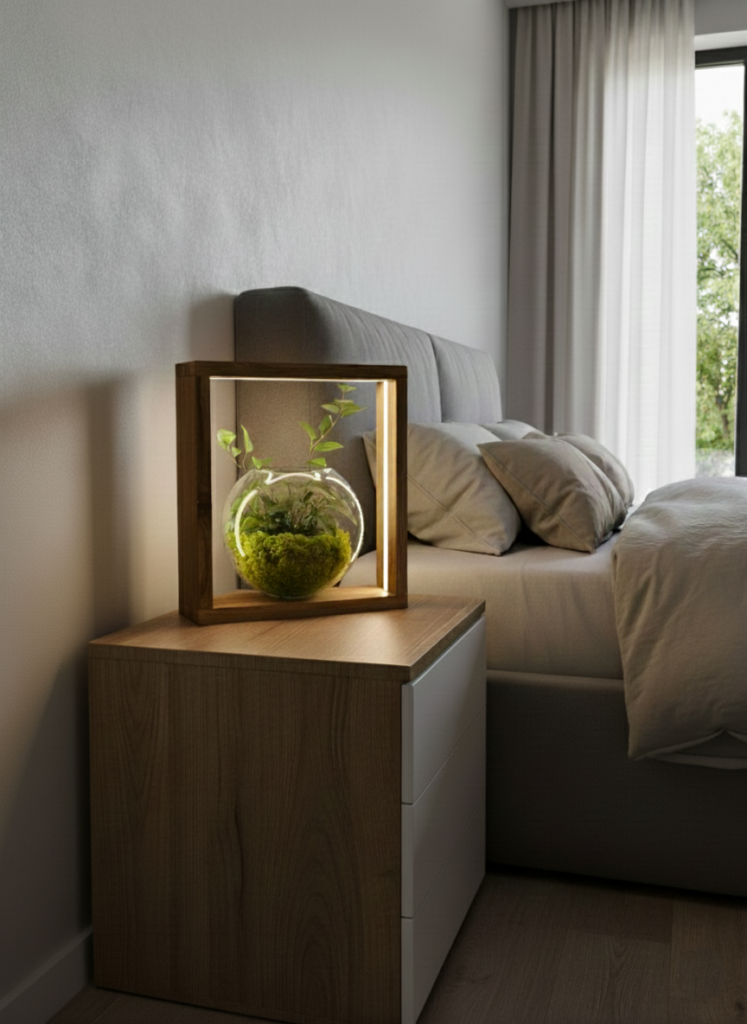 Lampa kwadrat ze szklaną kulą