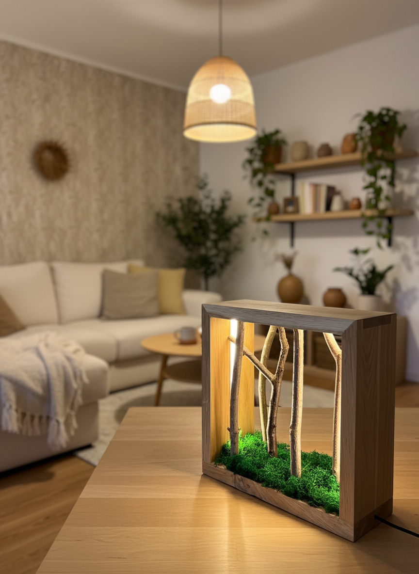 Lampa kwadratowa las z mchem - obrazek 4