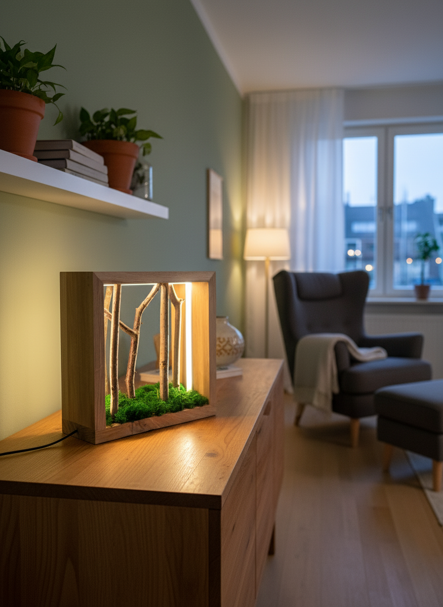 Lampa kwadratowa las z mchem - obrazek 5