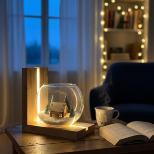 Lampa bukowa z kulą świąteczna - obrazek 2
