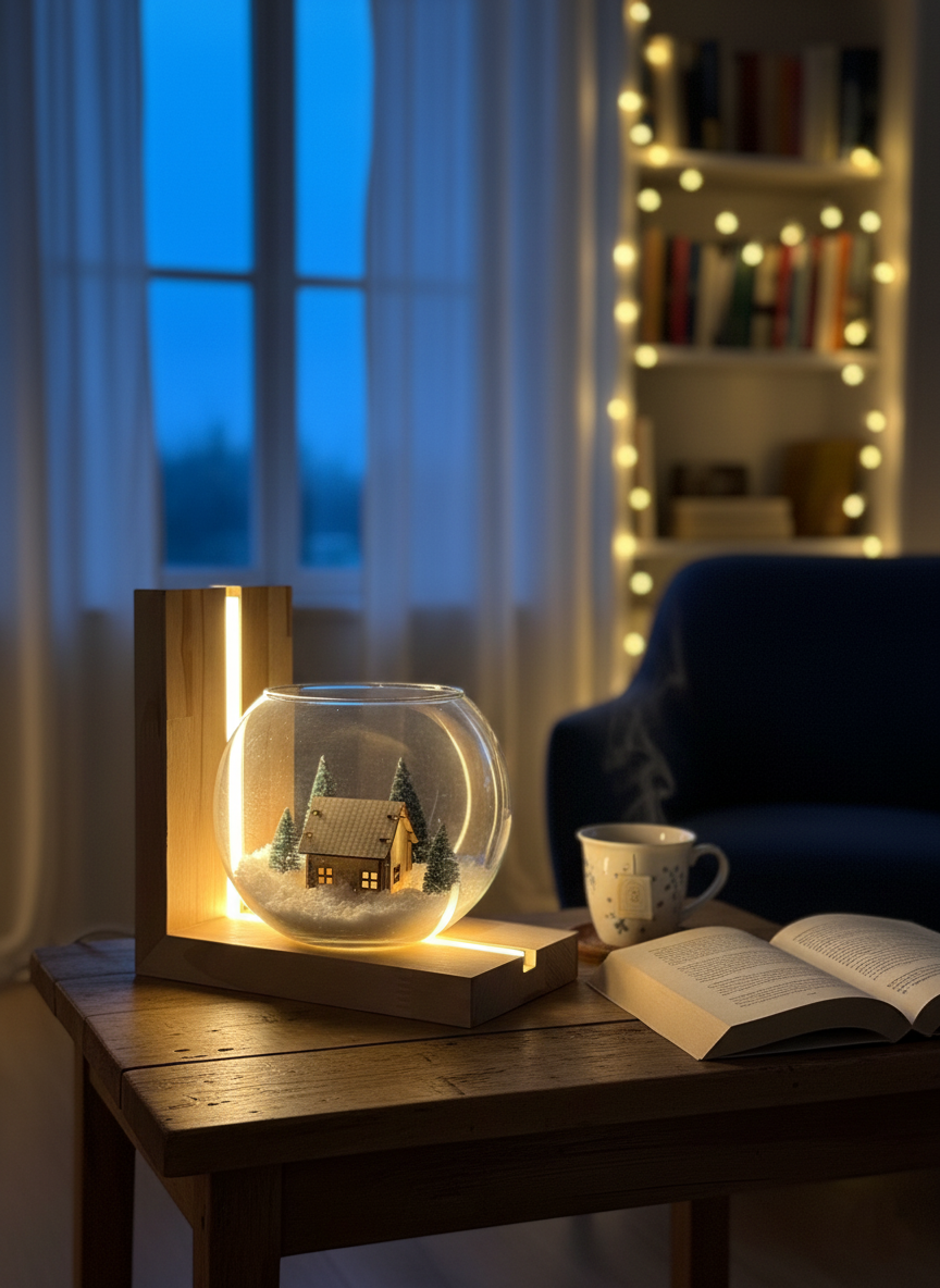 Lampa bukowa z kulą świąteczna - obrazek 2