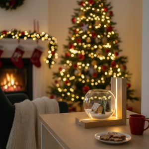 Lampa bukowa z kulą świąteczna - obrazek 4