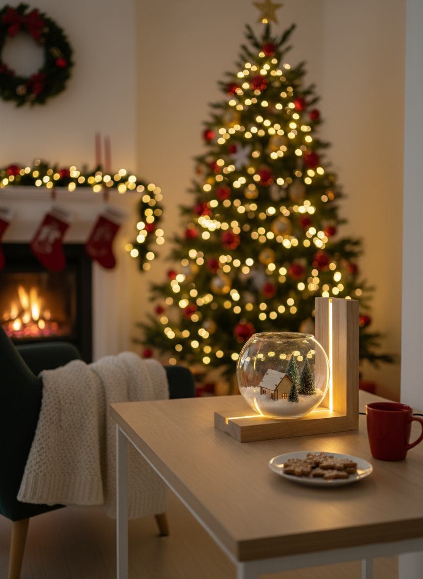 Lampa bukowa z kulą świąteczna - obrazek 4