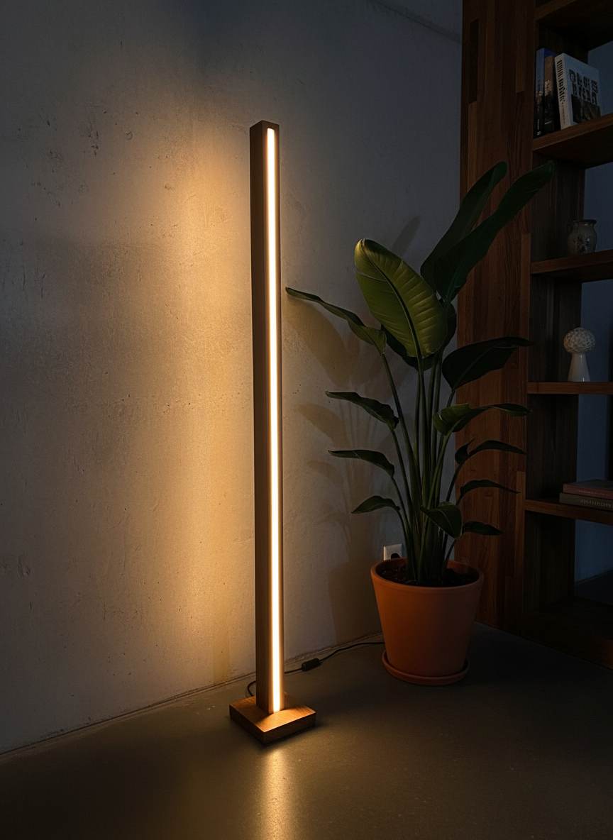 Lampa podłogowa dębowa słupek