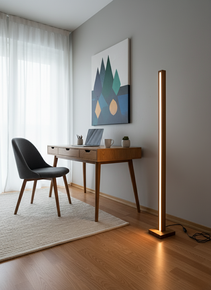 Lampa podłogowa dębowa słupek
