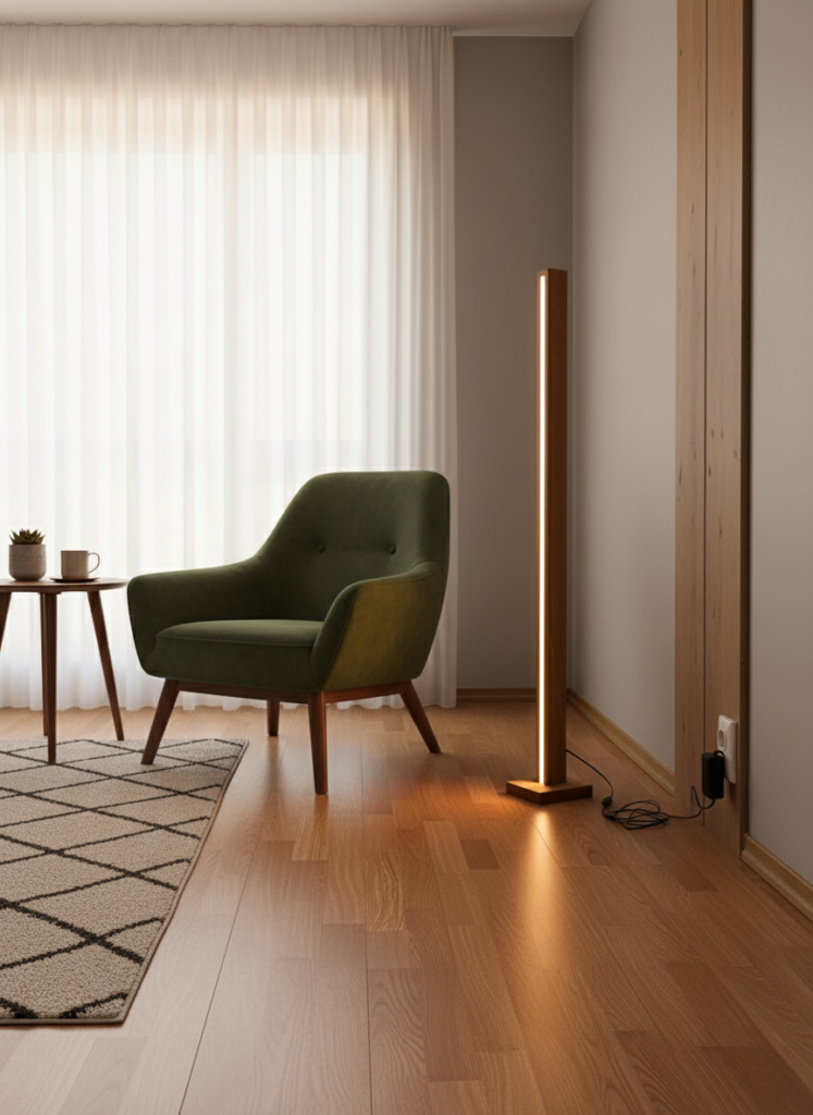 Lampa podłogowa dębowa słupek