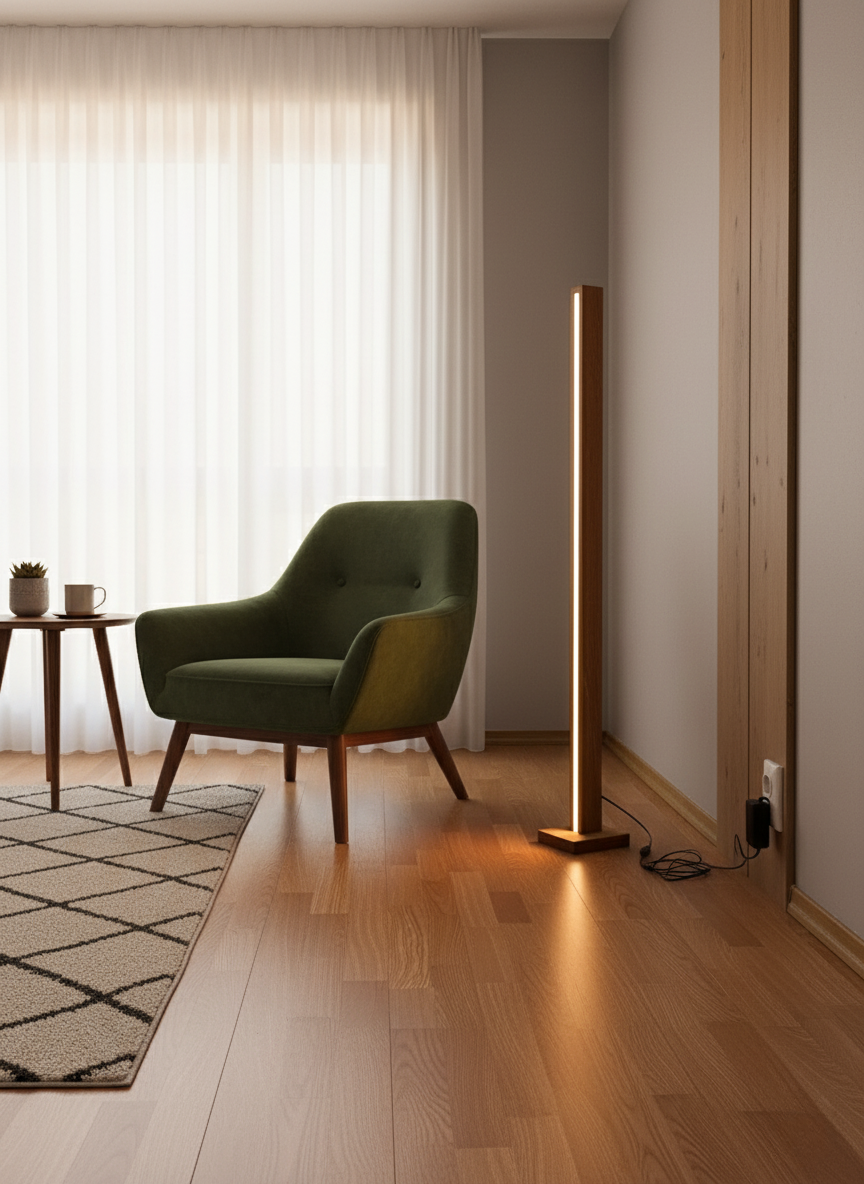 Lampa podłogowa dębowa słupek