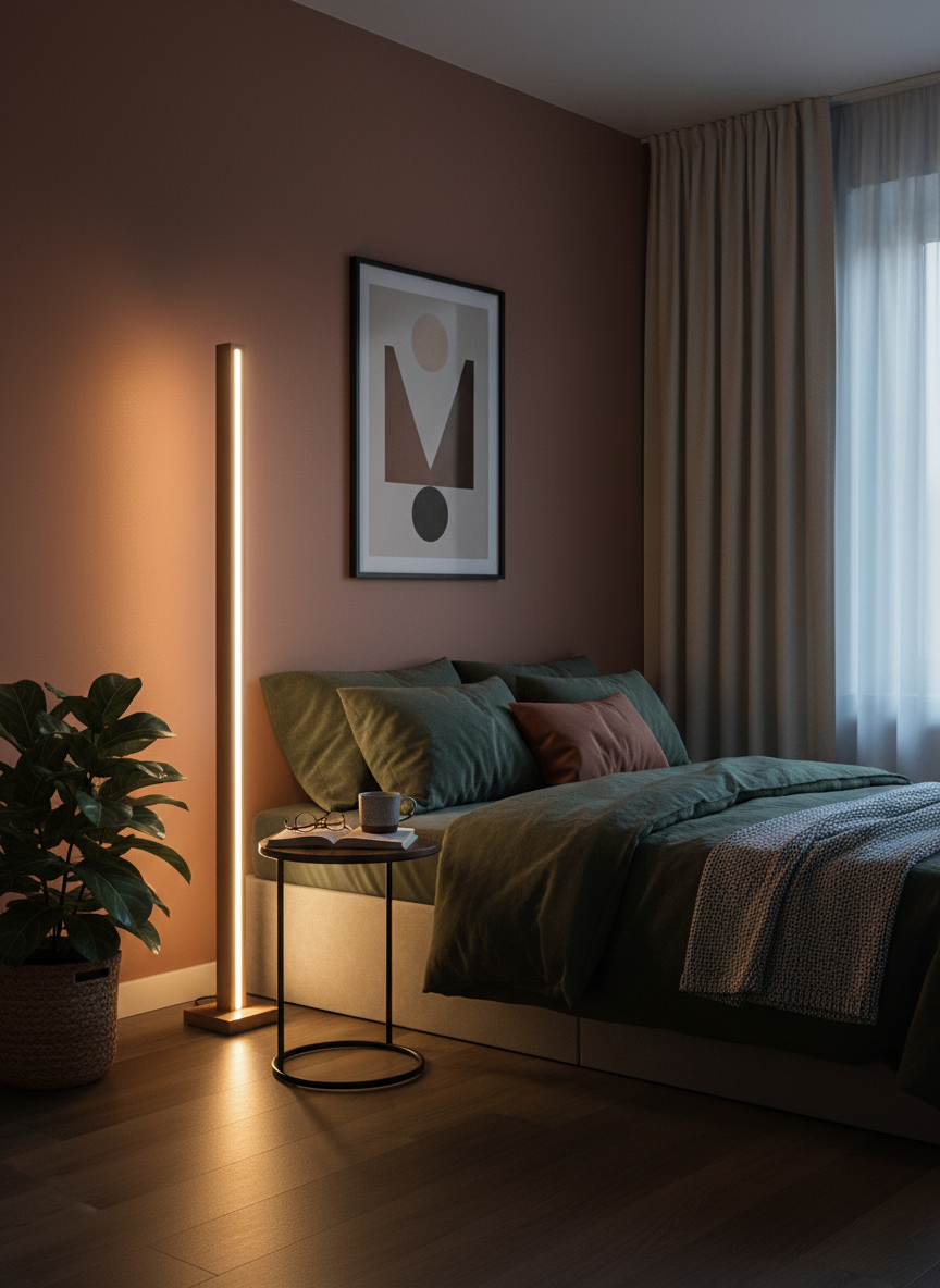 Lampa podłogowa dębowa słupek
