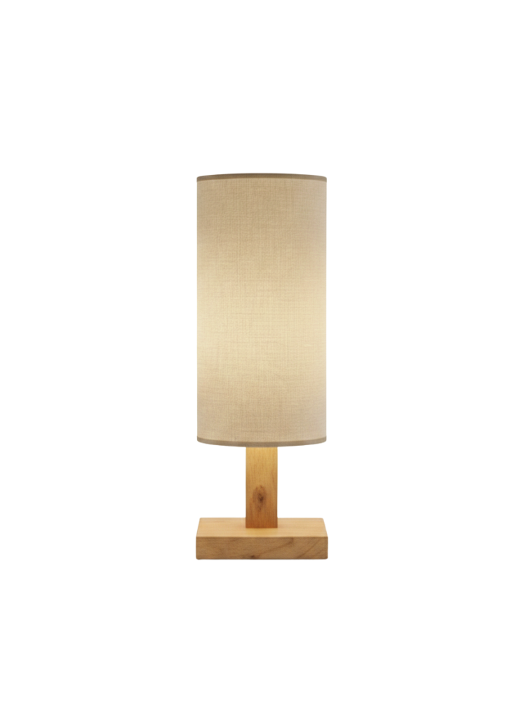 Lampa nocna dębowa z kloszem walec