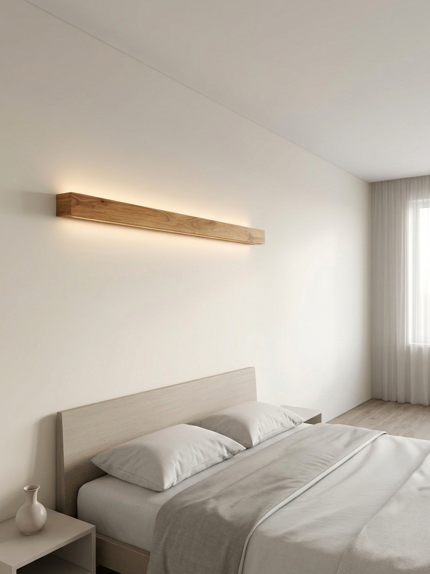Liniowa lampa ścienna dębowa - obrazek 3